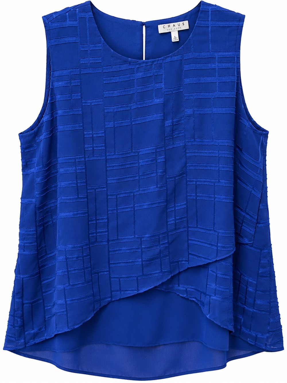 Chaus New York Women’s Royal Blue Textured Sleeveless Blouse Size L